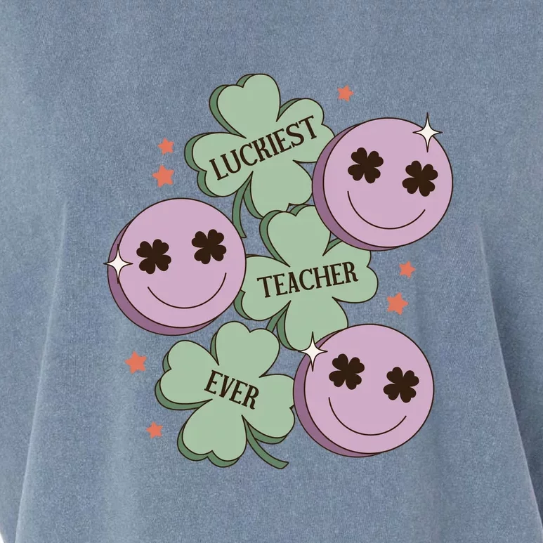 Retro Luckiest Teacher Ever St Patricks Day For School Teacher Garment-Dyed Women's Muscle Tee