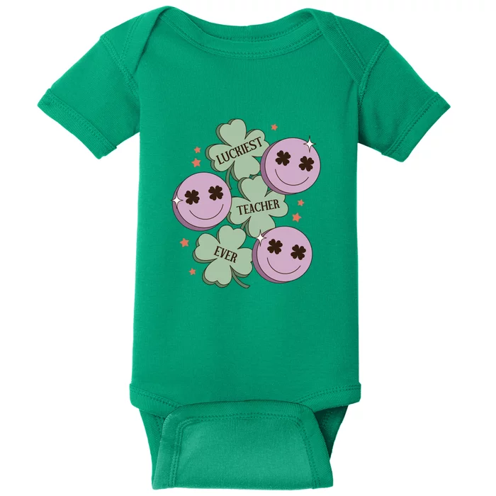 Retro Luckiest Teacher Ever St Patricks Day For School Teacher Baby Bodysuit