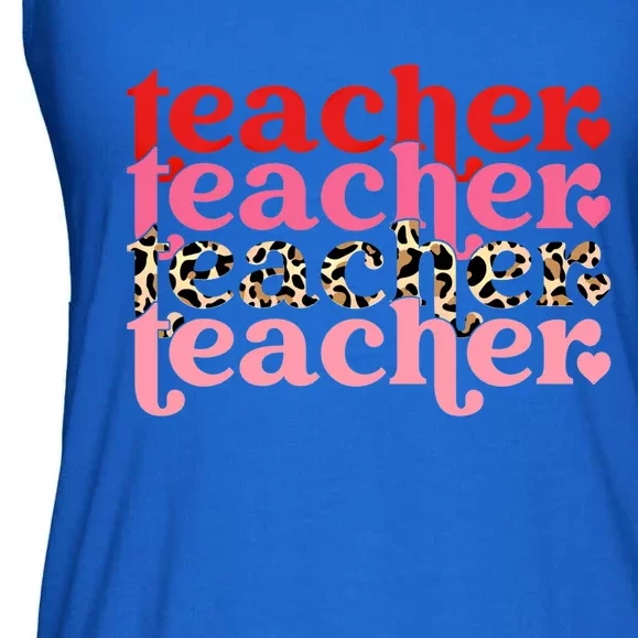 Retro Leopard Teacher Eletary School Great Gift Ladies Essential Flowy Tank