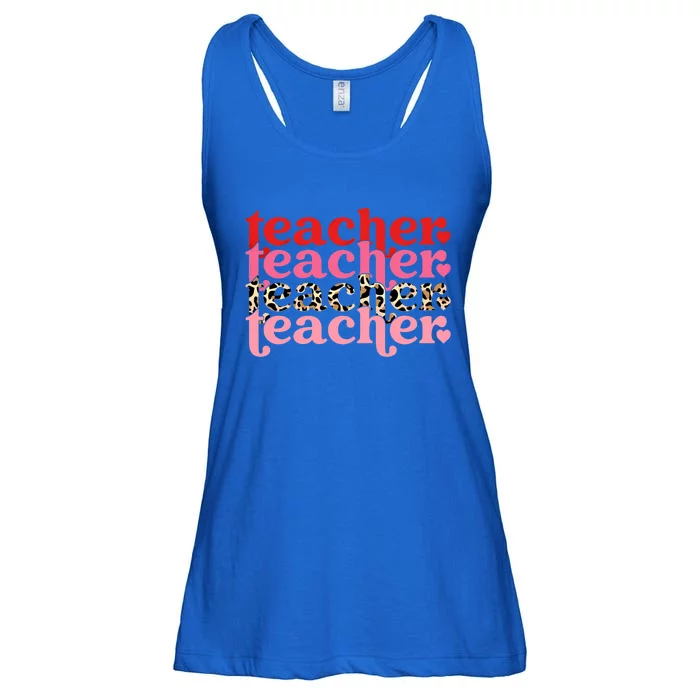 Retro Leopard Teacher Eletary School Great Gift Ladies Essential Flowy Tank