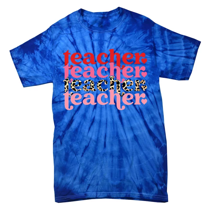 Retro Leopard Teacher Eletary School Great Gift Tie-Dye T-Shirt