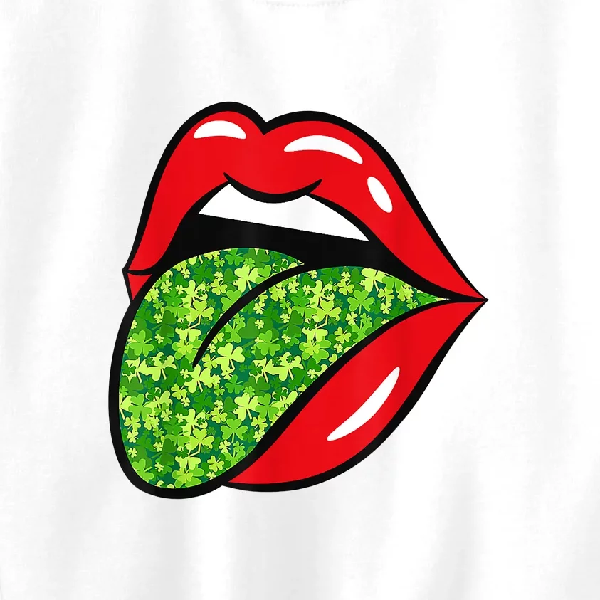 Red Lips Tongue St Patrick's Day Green Saint Paddys Kids Sweatshirt