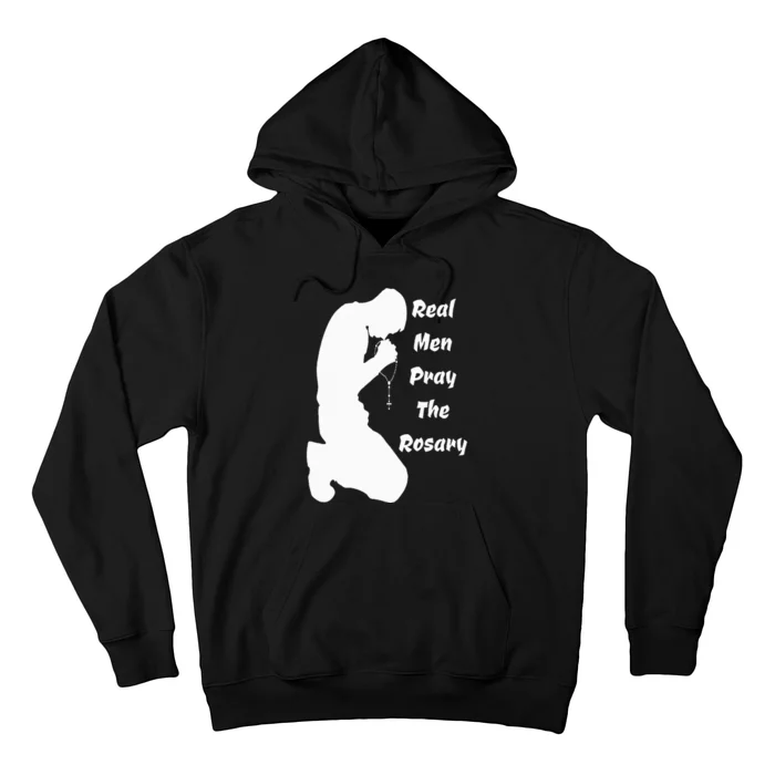 Real Like To Pray The Rosary Kneeling Man Praying Image Hoodie