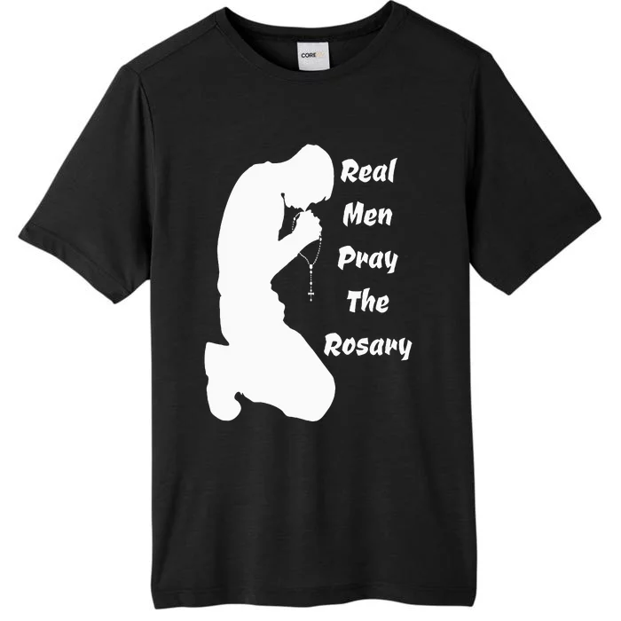 Real Like To Pray The Rosary Kneeling Man Praying Image ChromaSoft Performance T-Shirt