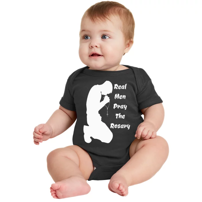 Real Like To Pray The Rosary Kneeling Man Praying Image Baby Bodysuit