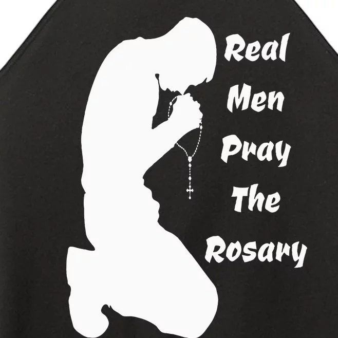 Real Like To Pray The Rosary Kneeling Man Praying Image Women’s Perfect Tri Rocker Tank