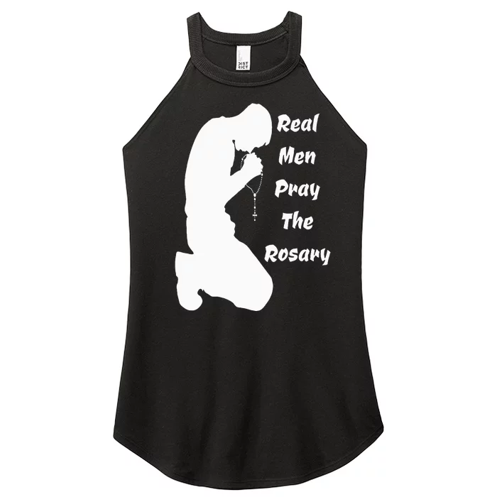 Real Like To Pray The Rosary Kneeling Man Praying Image Women’s Perfect Tri Rocker Tank