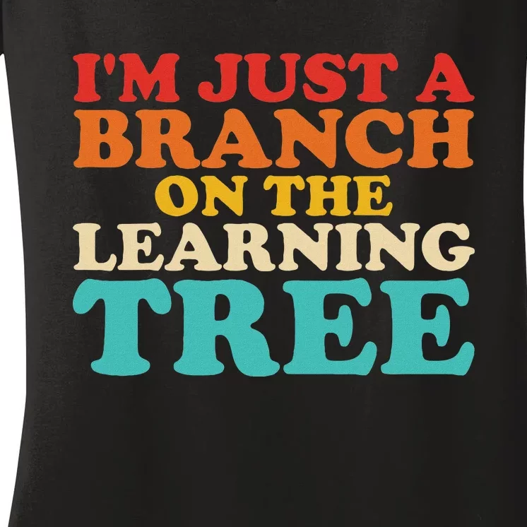 Retro Learning Tree Branch Design Women's V-Neck T-Shirt