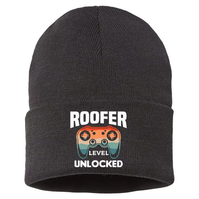 Roofer Level Unlocked Roofing Roofers Sustainable Knit Beanie