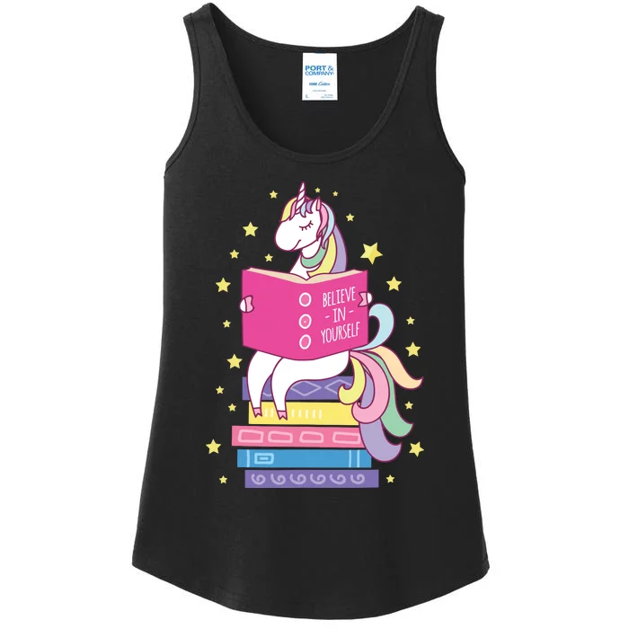 Reading Library Unicorn Read Books Lover Reader Gift Ladies Essential Tank