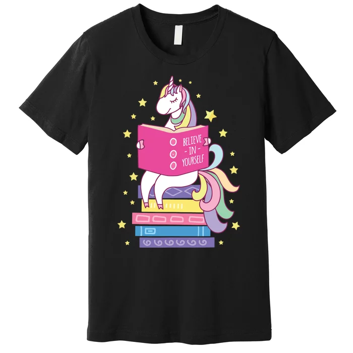 Reading Library Unicorn Read Books Lover Reader Gift Premium T-Shirt