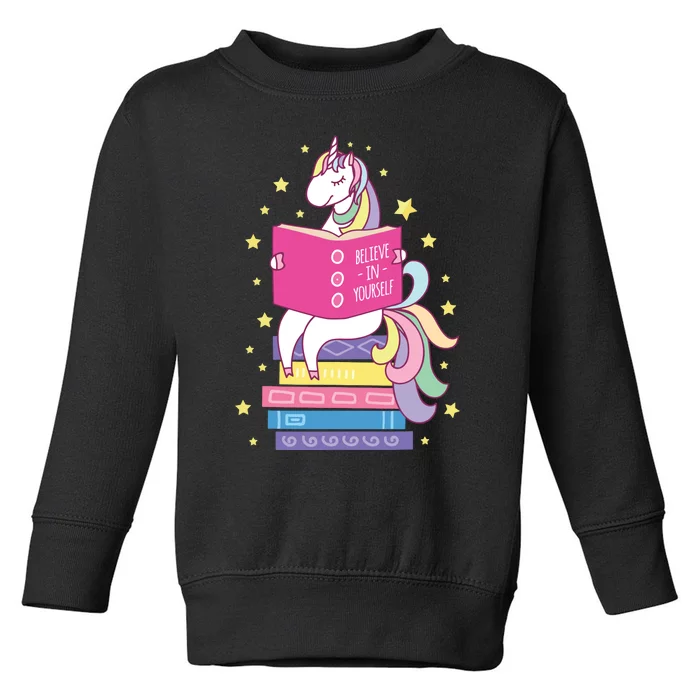 Reading Library Unicorn Read Books Lover Reader Gift Toddler Sweatshirt