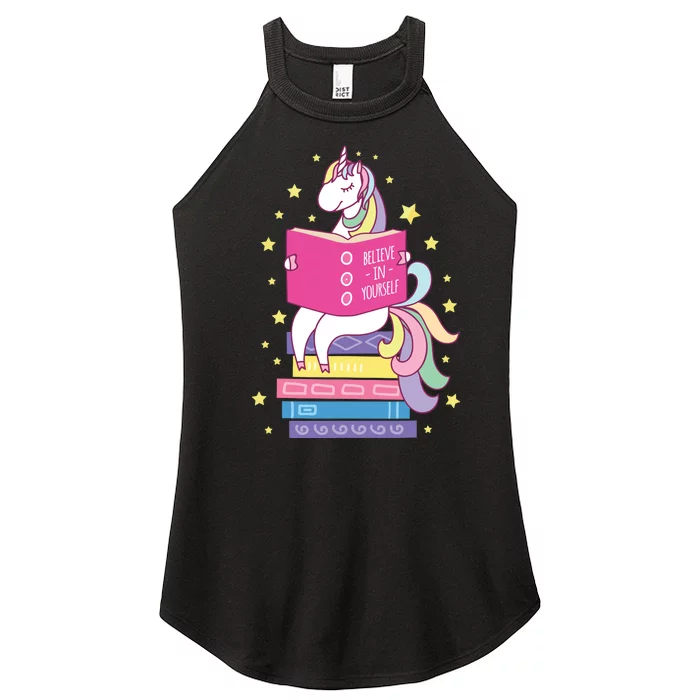 Reading Library Unicorn Read Books Lover Reader Gift Women’s Perfect Tri Rocker Tank