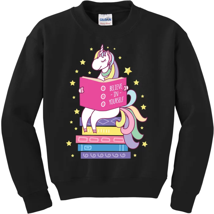 Reading Library Unicorn Read Books Lover Reader Gift Kids Sweatshirt