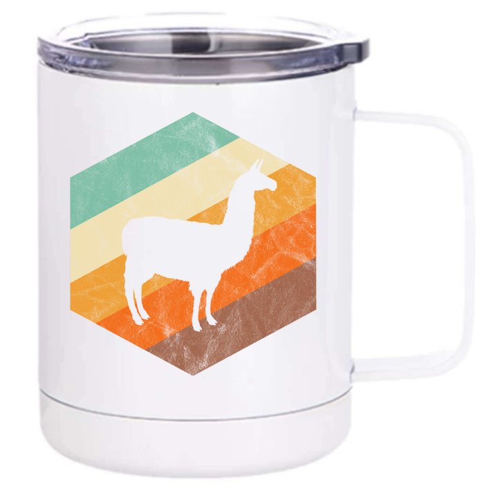 Retro Llama Vintage Llama Cute Gift Front & Back 12oz Stainless Steel Tumbler Cup