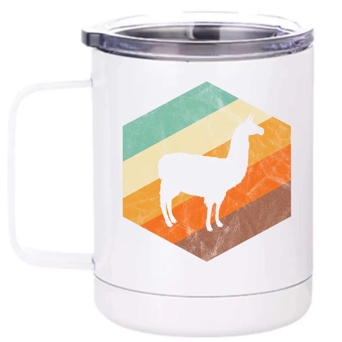 Retro Llama Vintage Llama Cute Gift Front & Back 12oz Stainless Steel Tumbler Cup