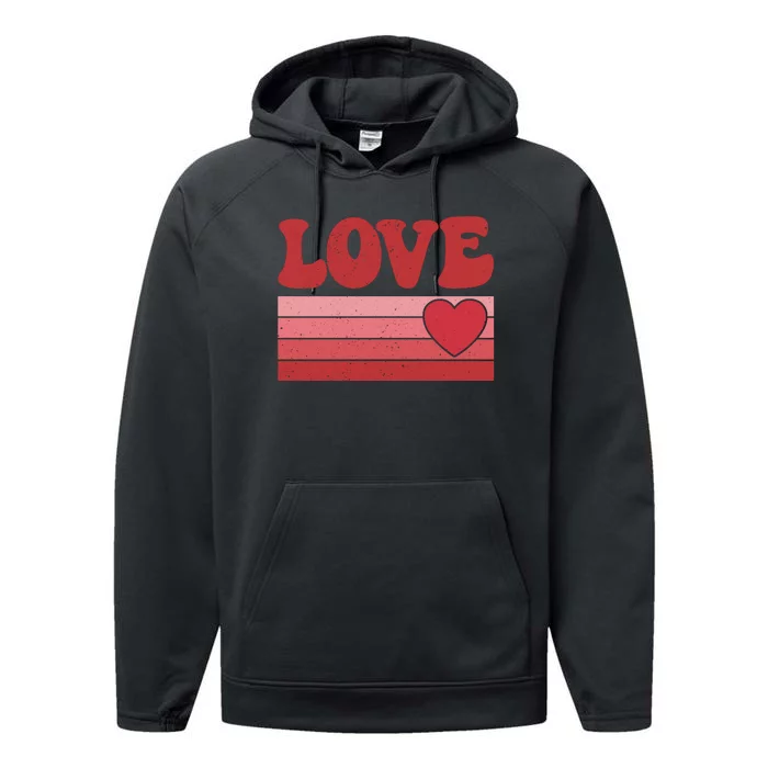 Retro Love Valentine's Day Performance Fleece Hoodie