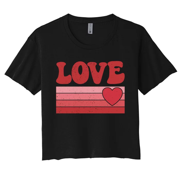 Retro Love Valentine's Day Women's Crop Top Tee