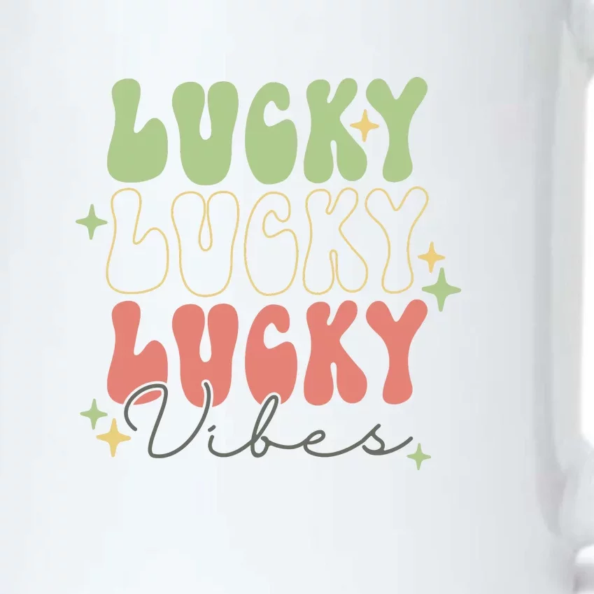 Retro Lucky Vibes Groovy St Patrick Day Irish Shamrock Black Color Changing Mug