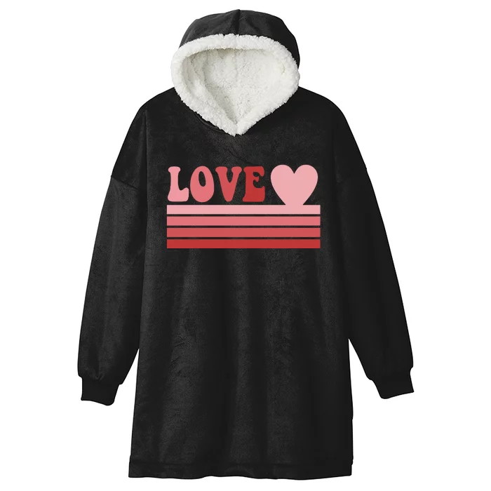 Retro Love Valentines Day Cute Heart Hooded Wearable Blanket