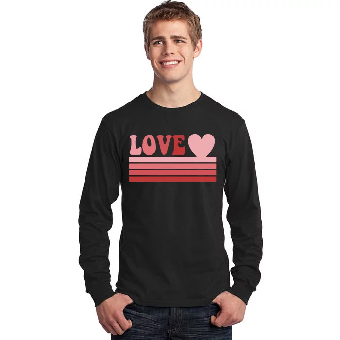 Retro Love Valentines Day Cute Heart Tall Long Sleeve T-Shirt