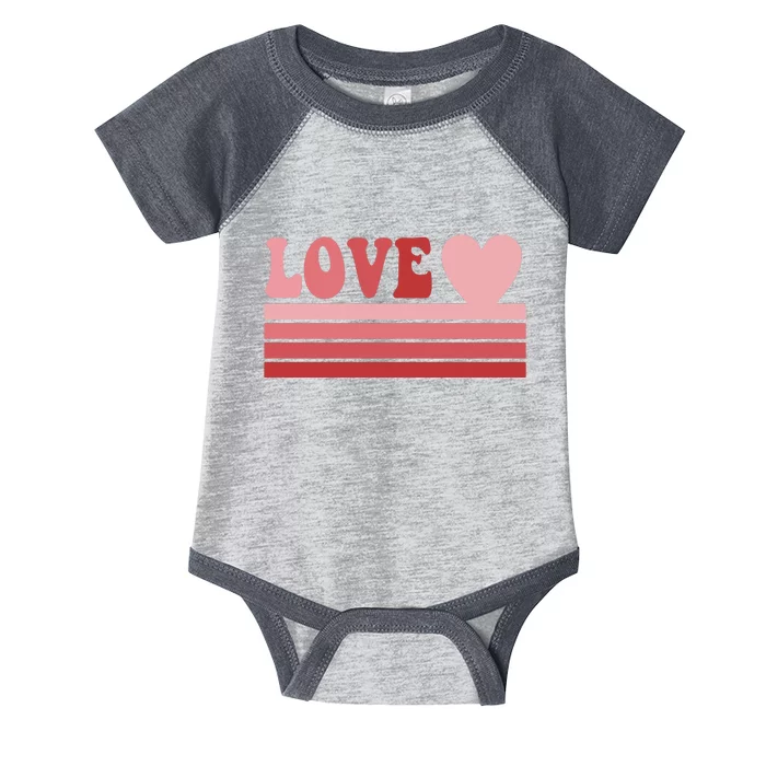 Retro Love Valentines Day Cute Heart Infant Baby Jersey Bodysuit