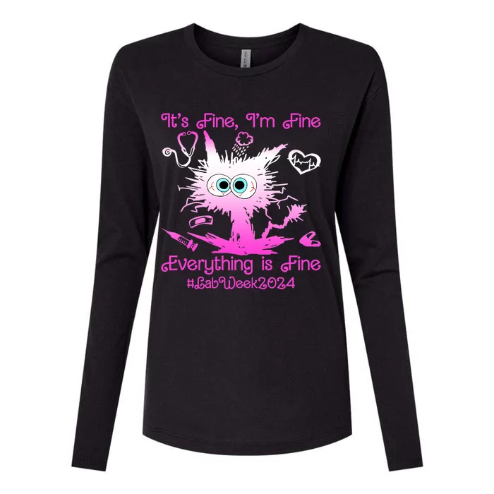 Retro Lab Week 2024 Im Fine Everything Is Fine Pink Design Womens Cotton Relaxed Long Sleeve T-Shirt