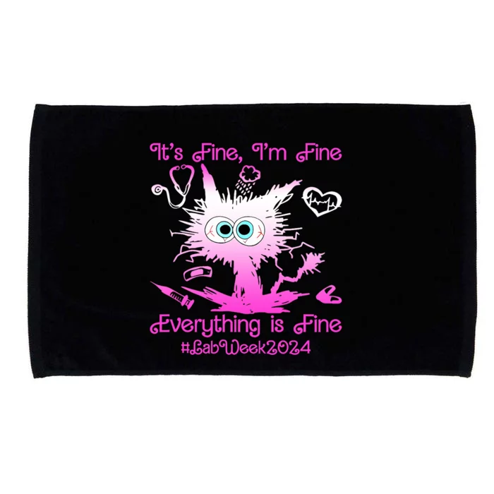 Retro Lab Week 2024 Im Fine Everything Is Fine Pink Design Microfiber Hand Towel