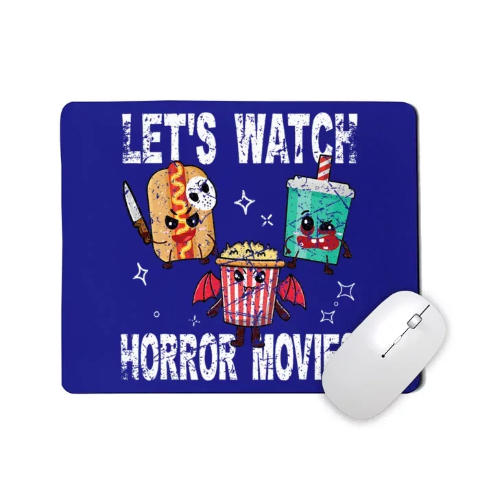 Retro Lets Watch Horror Movies Cute Halloween Costume Mousepad