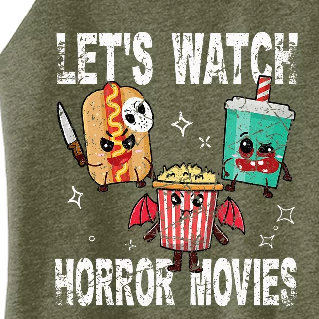 Retro Lets Watch Horror Movies Cute Halloween Costume Women’s Perfect Tri Rocker Tank