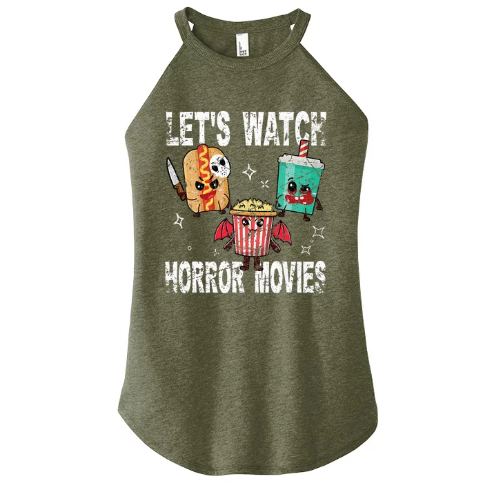 Retro Lets Watch Horror Movies Cute Halloween Costume Women’s Perfect Tri Rocker Tank