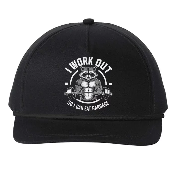 Raccoon Lifting Weights Funny Gym Snapback Five-Panel Rope Hat