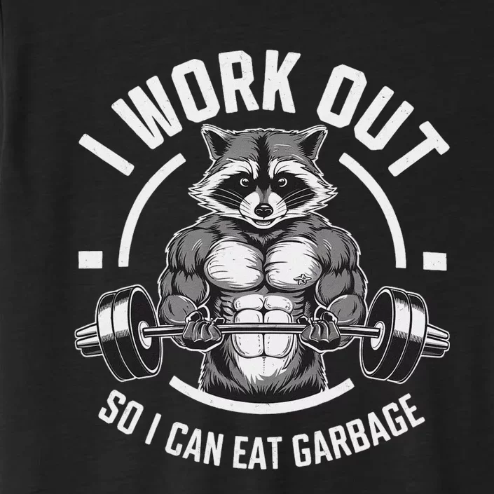 Raccoon Lifting Weights Funny Gym ChromaSoft Performance T-Shirt