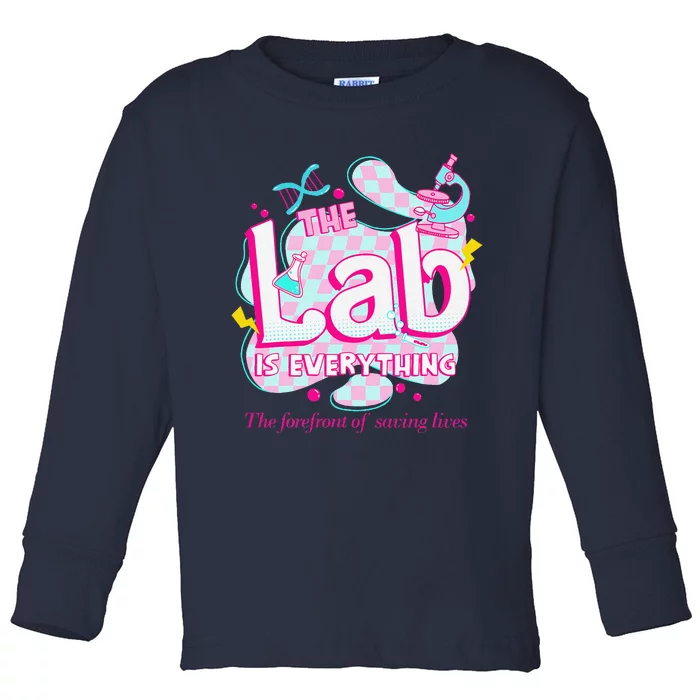 Retro Lab Week 2024 Medical Lab Tech Team Patient Care Tech Toddler Long Sleeve Shirt