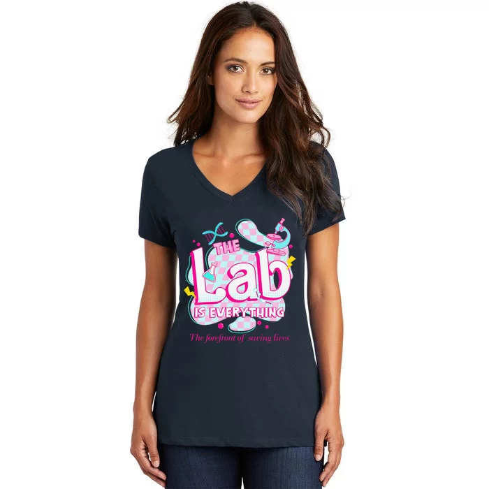 Retro Lab Week 2024 Medical Lab Tech Team Patient Care Tech Women's V-Neck T-Shirt