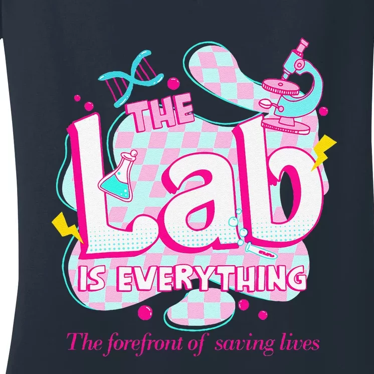 Retro Lab Week 2024 Medical Lab Tech Team Patient Care Tech Women's V-Neck T-Shirt