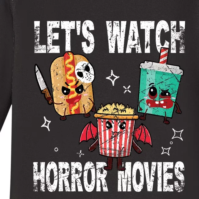 Retro Lets Watch Horror Movies Cute Halloween Costume Baby Long Sleeve Bodysuit