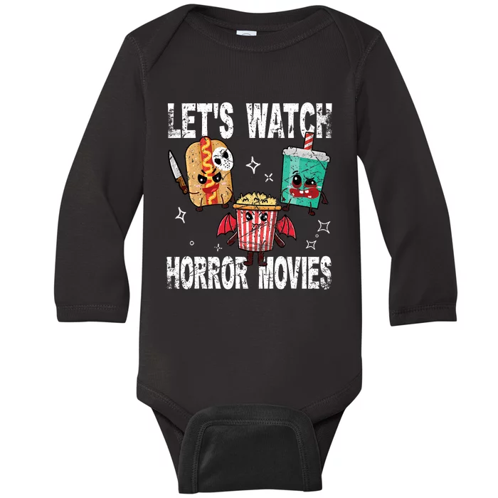 Retro Lets Watch Horror Movies Cute Halloween Costume Baby Long Sleeve Bodysuit