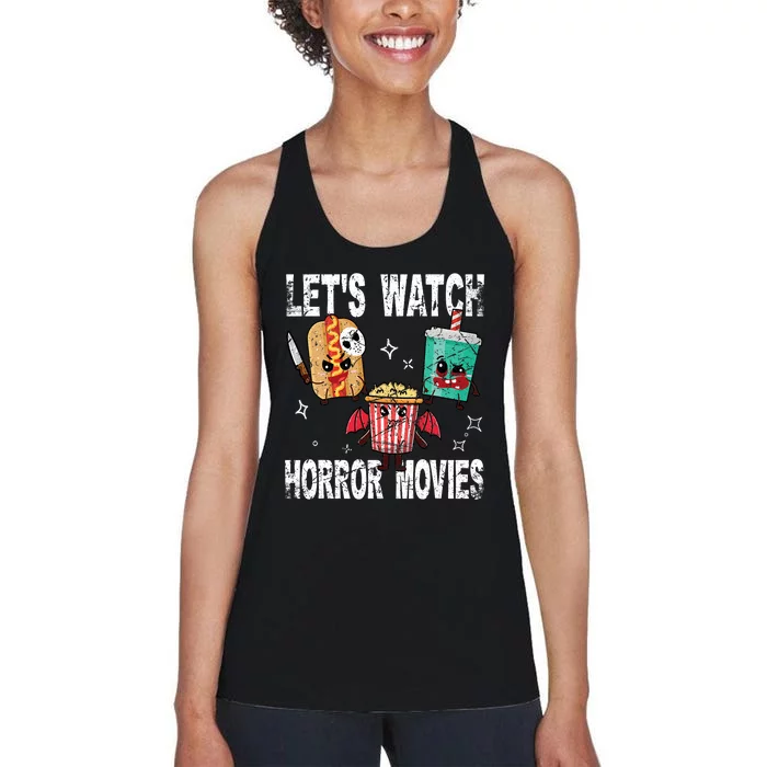 Retro Lets Watch Horror Movies Cute Halloween Costume Women's Racerback Tank