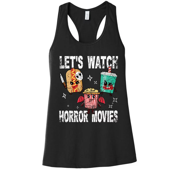 Retro Lets Watch Horror Movies Cute Halloween Costume Women's Racerback Tank