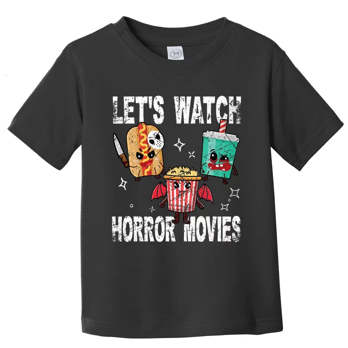 Retro Lets Watch Horror Movies Cute Halloween Costume Toddler T-Shirt