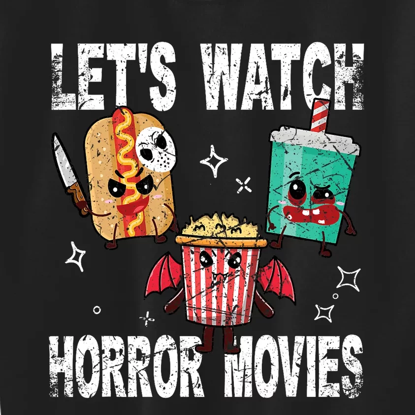 Retro Lets Watch Horror Movies Cute Halloween Costume Kids Sweatshirt