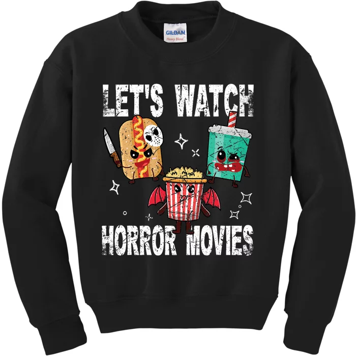 Retro Lets Watch Horror Movies Cute Halloween Costume Kids Sweatshirt