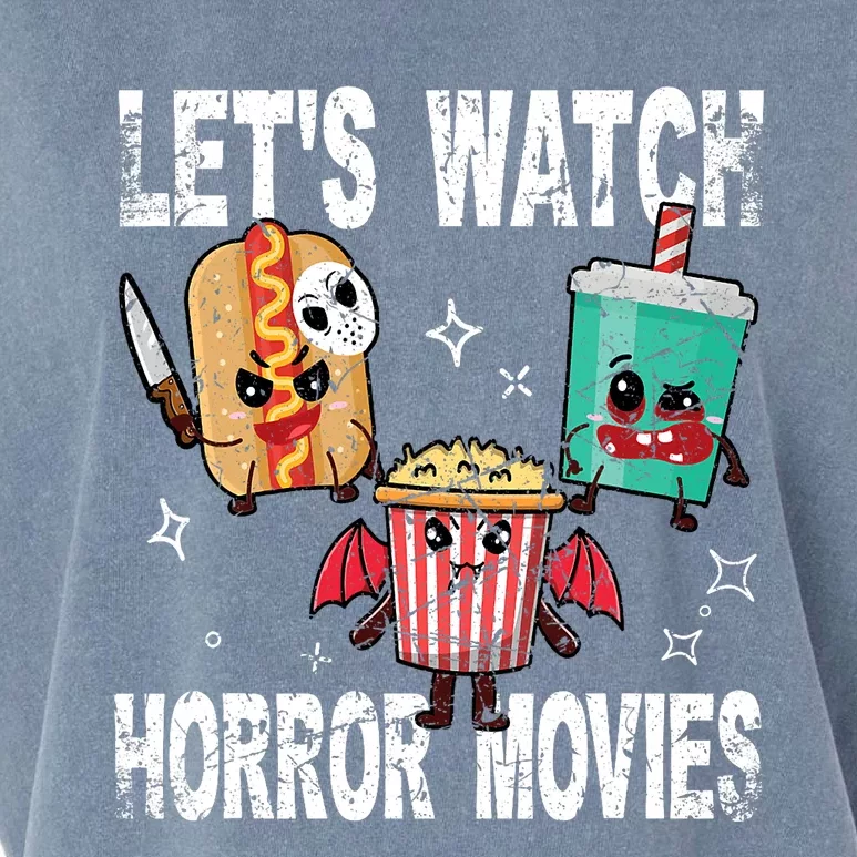 Retro Lets Watch Horror Movies Cute Halloween Costume Garment-Dyed Women's Muscle Tee