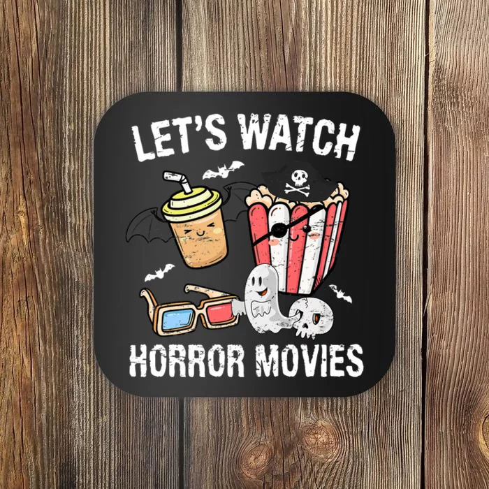 Retro Lets Watch Horror Movies Costume Halloween Coaster