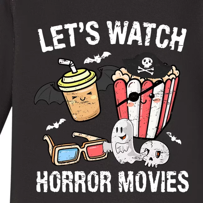 Retro Lets Watch Horror Movies Costume Halloween Baby Long Sleeve Bodysuit