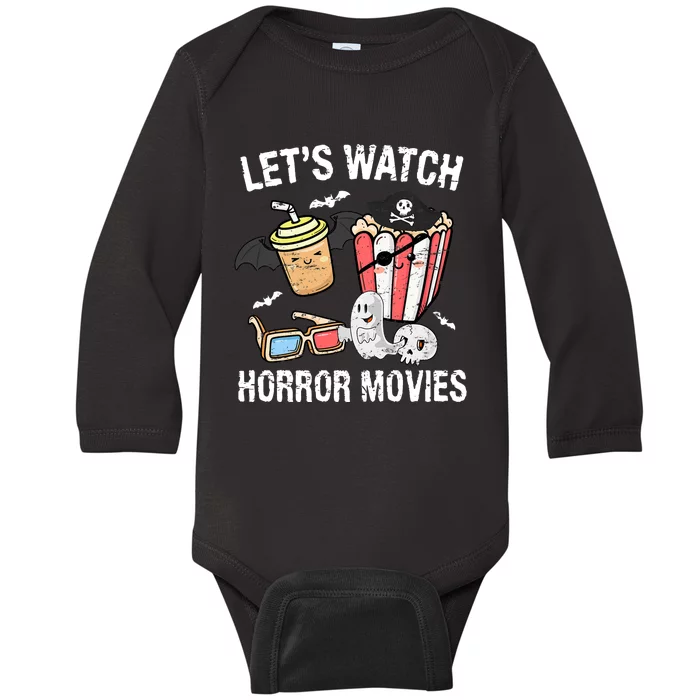 Retro Lets Watch Horror Movies Costume Halloween Baby Long Sleeve Bodysuit