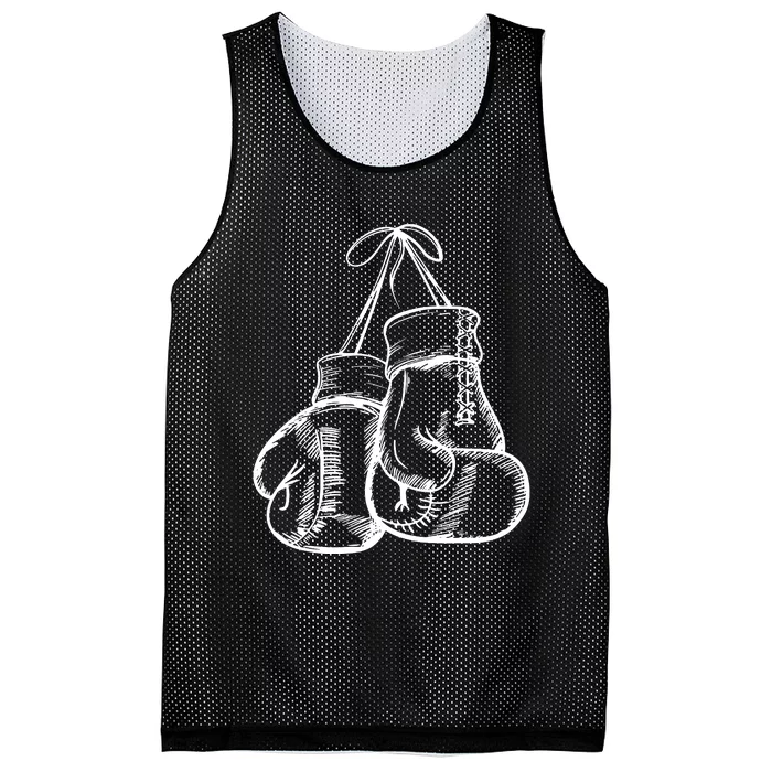 Retro Love White Boxing Gloves Gifts Boxer Gift Mesh Reversible Basketball Jersey Tank