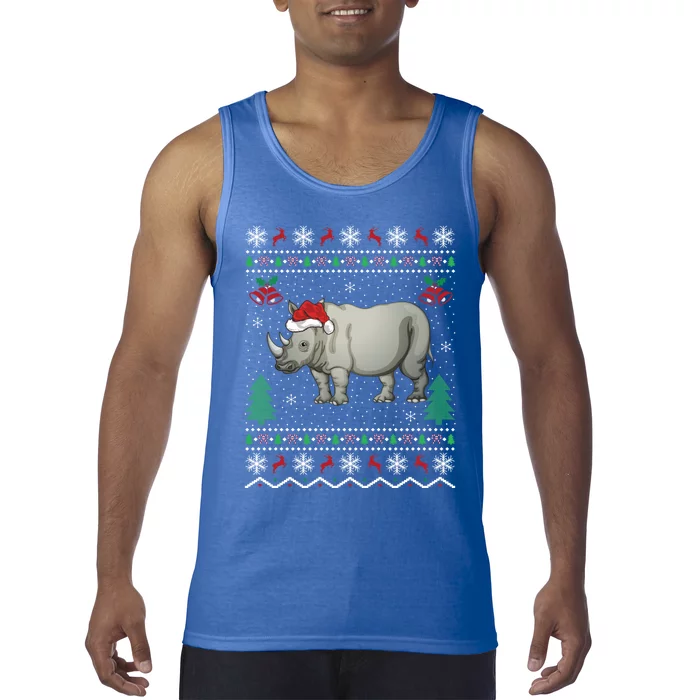 Rhinoceros Lover Xmas Gift Ugly Rhino Christmas Meaningful Gift Tank Top