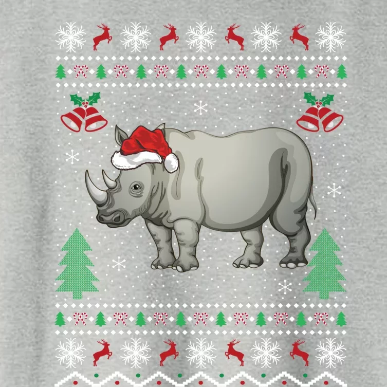 Rhinoceros Lover Xmas Gift Ugly Rhino Christmas Meaningful Gift Women's Crop Top Tee